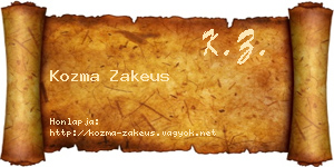 Kozma Zakeus névjegykártya